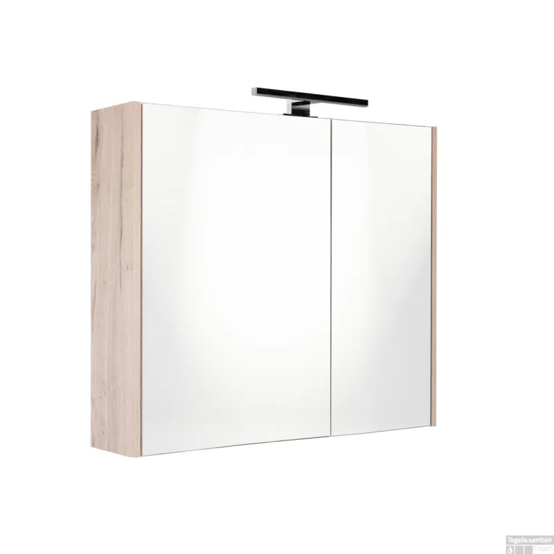 Koop Vandaag Spiegelkast Best Design Happy Halifax Incl. LED verlichting 60x60 cm Eiken