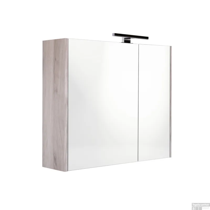 Spiegelkast Best Design Happy Grey Incl. LED verlichting 60x60 cm Grijs Eiken Koop Online