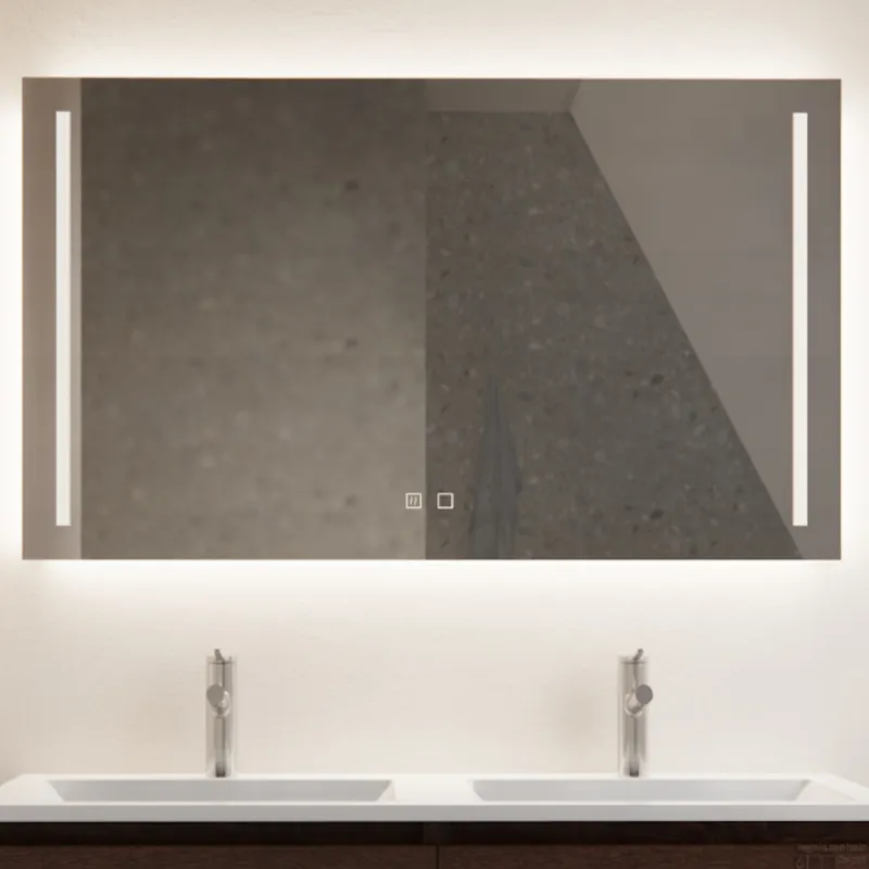 Superprijs Spiegel Gliss Design Verticaal Led Standaard Dubbele LED Verlichting Met Spiegelverwarming 120cm