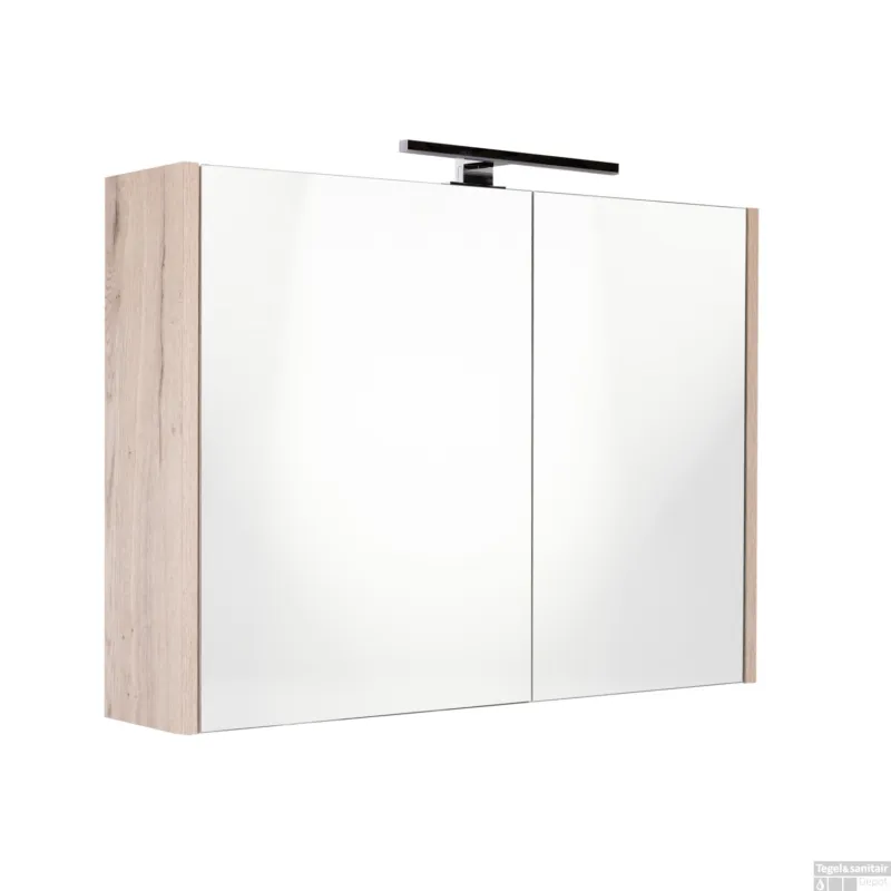 Gereduceerde Prijs Spiegelkast Best Design Happy Halifax Incl. LED verlichting 80x60 cm Eiken