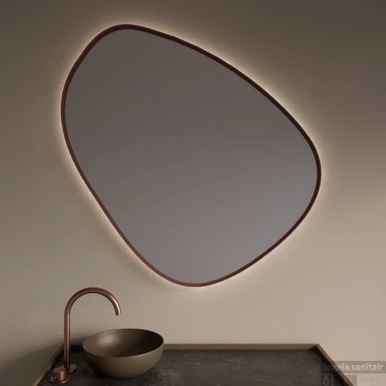 Aanbieding Spiegel Gliss Design Fenix met Indirecte LED Verlichting en Verwarming 60cm Koper Rose