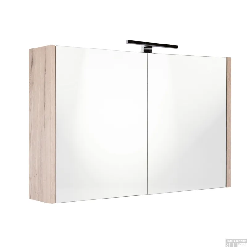 Spiegelkast Best Design Happy Halifax Incl. LED verlichting 100x60 cm Eiken Meest Verkocht