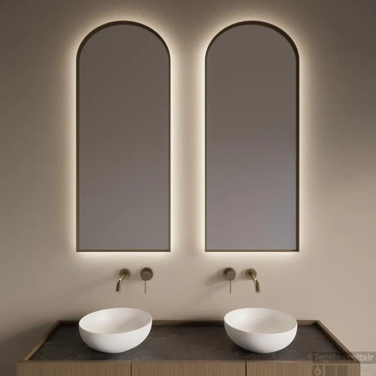 Spiegel Gliss Design Delta met Indirecte LED Verlichting en Verwarming 50x120cm Mat Goud Veilige Betaling