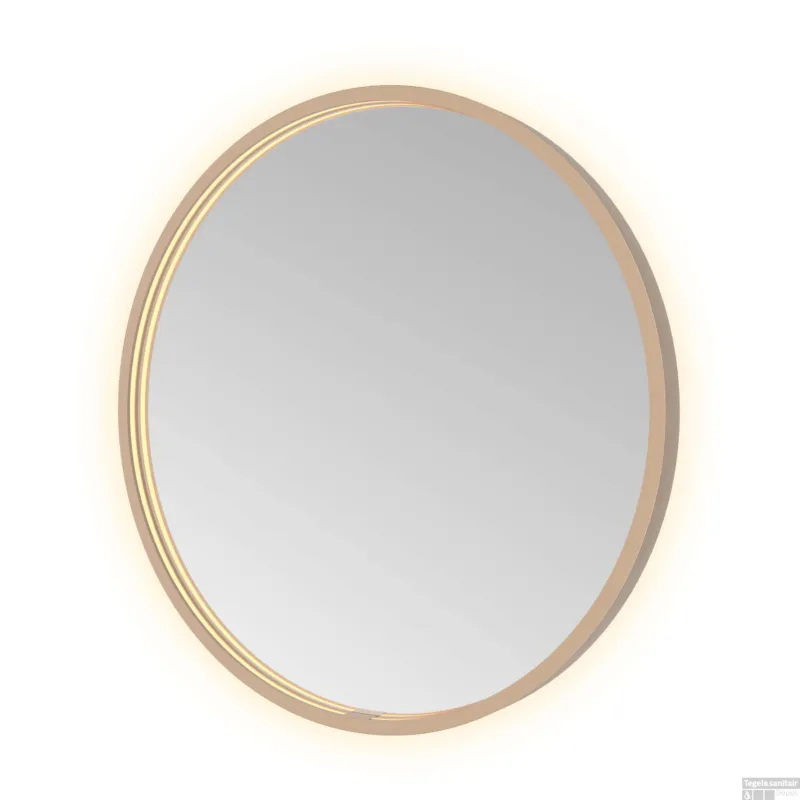Must-Have Spiegel Hotbath &MORE 60x60 cm LED-Verlichting Spiegelverwarming Rond Geborsteld Koper PVD