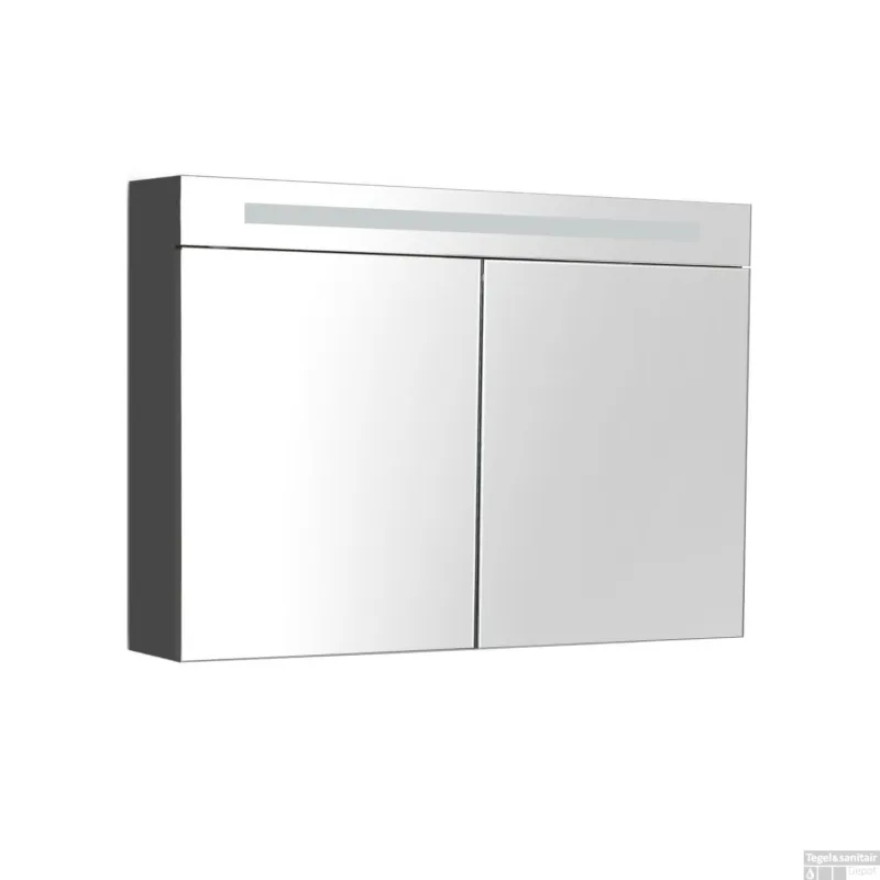 Favoriet Spiegelkast met verlichting & wcd 100 cm antraciet