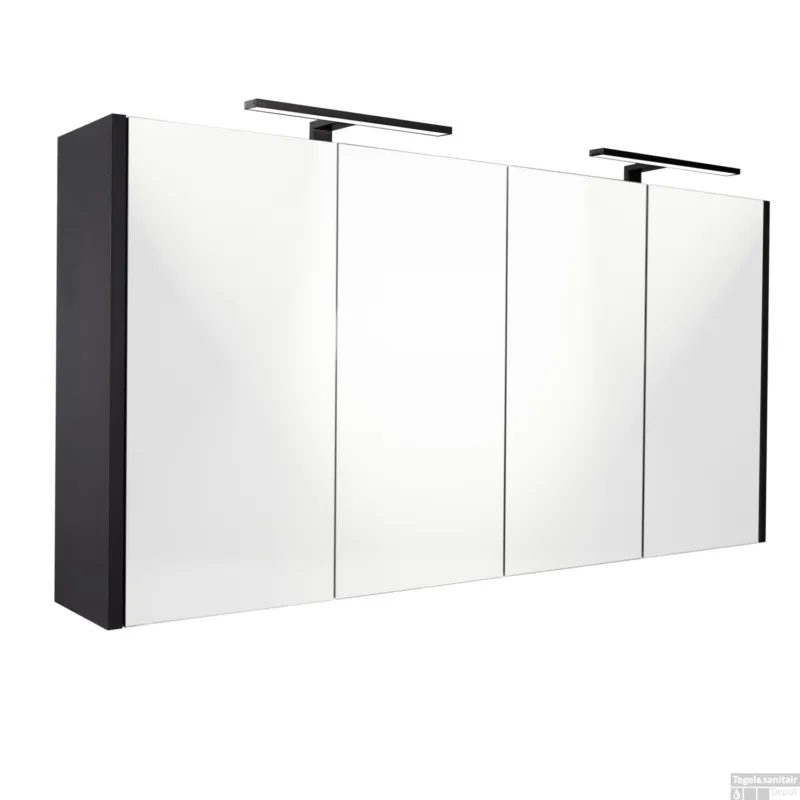 Koop Vandaag Spiegelkast Best Design Happy Black Incl. LED verlichting 120x60 cm Mat Zwart