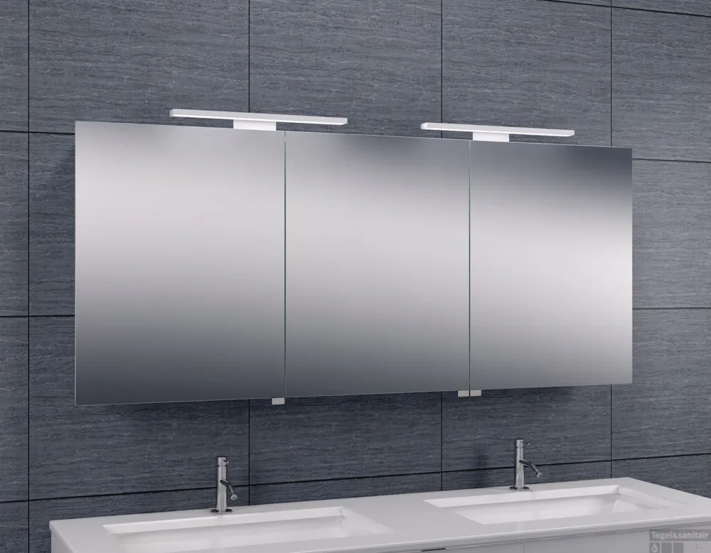 Speciale Aanbieding Spiegelkast Wiesbaden met Led Verlichting 140x60 Aluminium