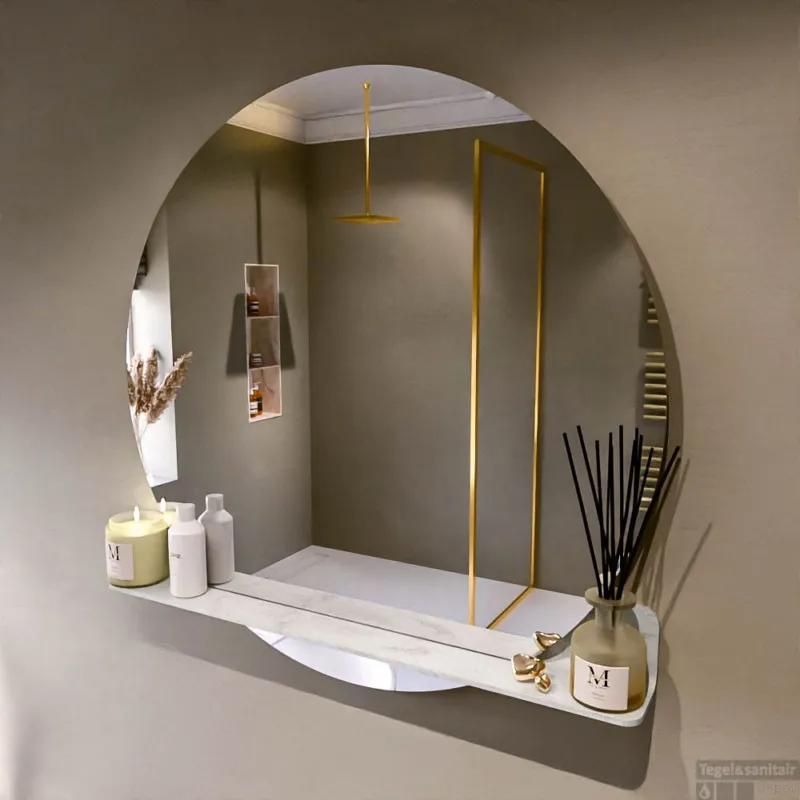 Nieuw MONDIAZ SPOT spiegel rond 100cm met Spiegelplanchet kleur Opalo.