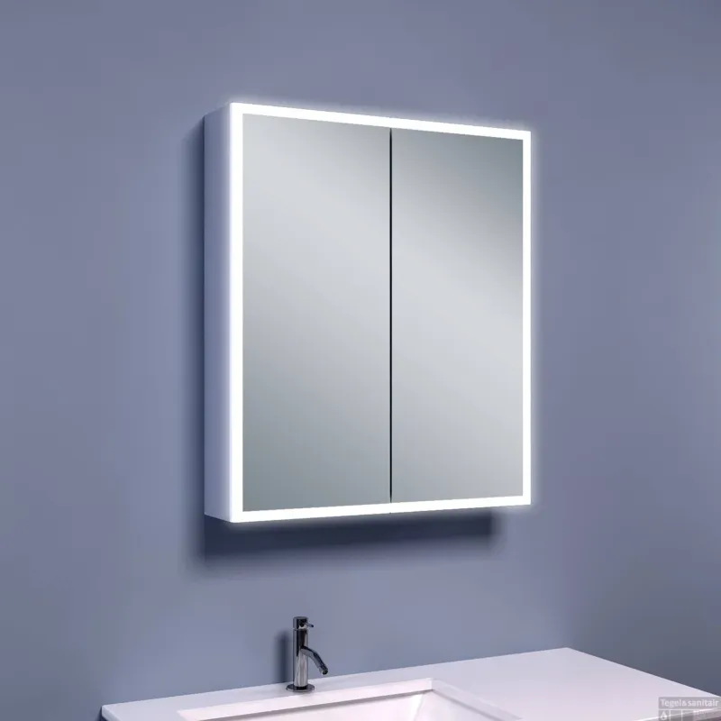 Gereduceerde Prijs BWS LED Spiegelkast Aluminium Quali Met Rand Verlichting 60x70x13 cm
