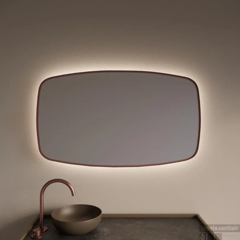 Spiegel Gliss Design Epos met Indirecte LED Verlichting en Verwarming 120x65cm Koper Rose Meest Verkocht