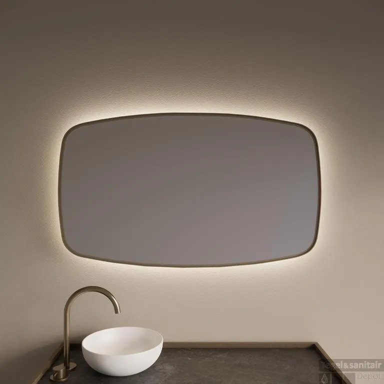 Spiegel Gliss Design Epos met Indirecte LED Verlichting en Verwarming 120x65cm Mat Goud Bestel Nu