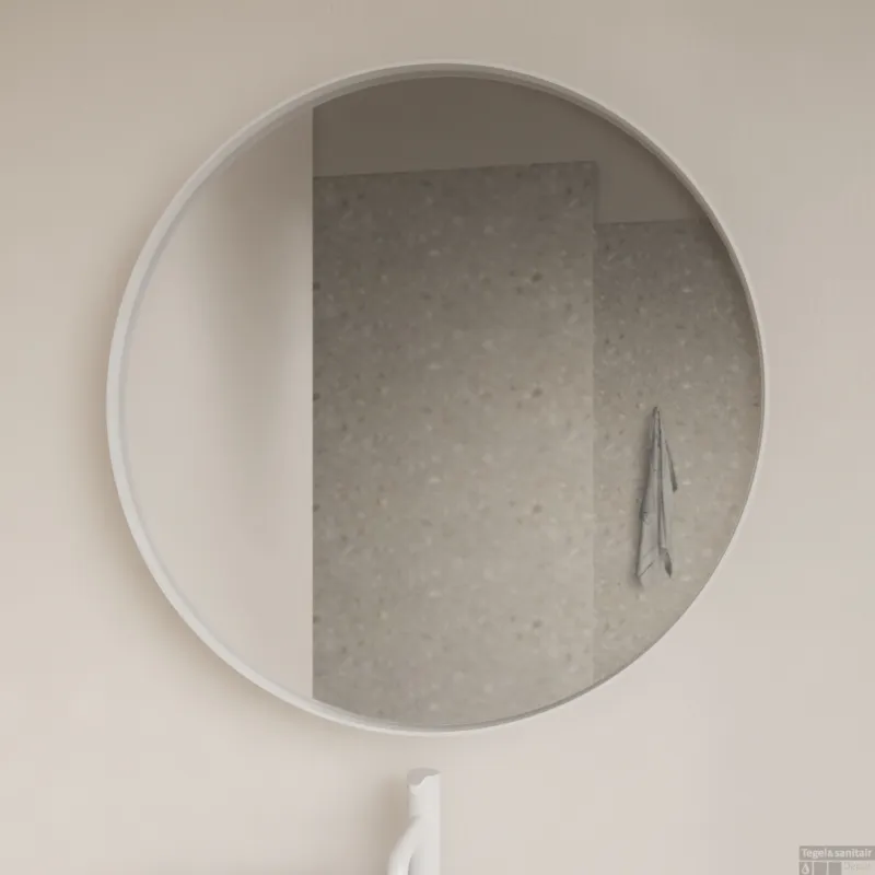 Spiegel Gliss Design Asteri Zonder LED Verlichting 60 cm Met Rand Mat Wit Superprijs