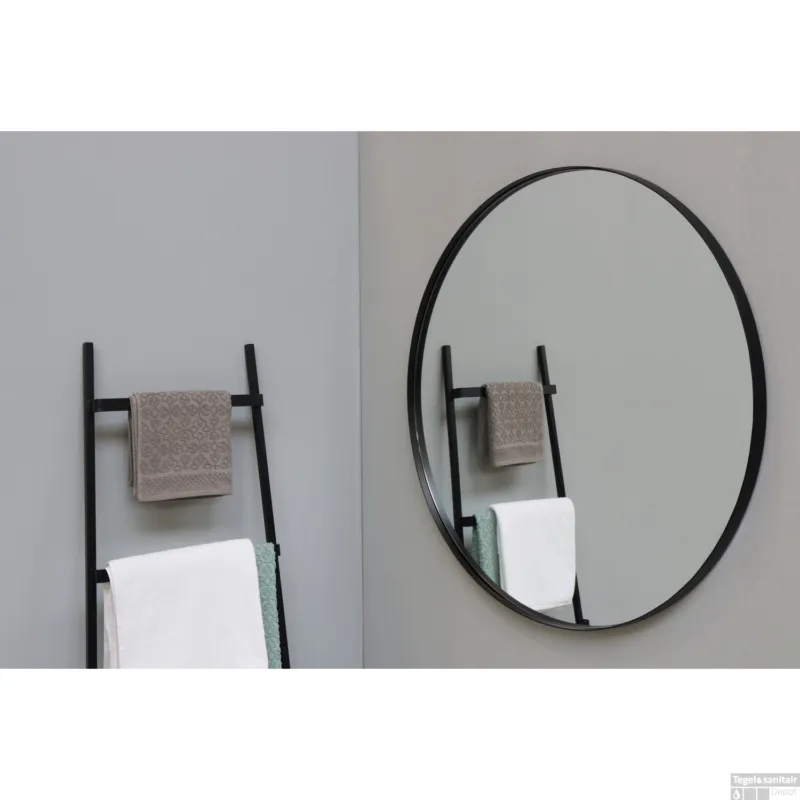 Express Levering INK Spiegel Rond Mat Zwart Aluminium Kader 60 x 3,5 cm