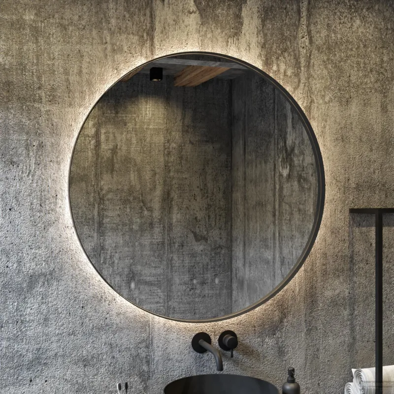 Snelle Levering Spiegel BWS Star Rond met LED 60 cm Mat Zwart