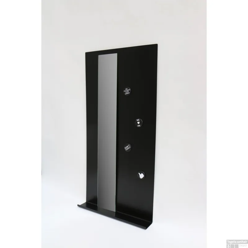 Veilige Betaling INK Fonteinplanchet Note Staal Mat Zwart Inclusief Spiegel Rookglas 36x72 cm