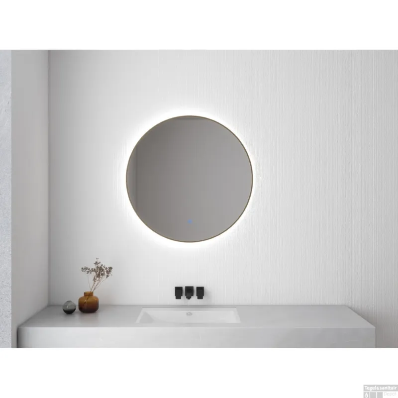 Weekendaanbieding Ronde Spiegel BWS Sifo met LED, Dimbaar 100 cm Geborsteld Messing