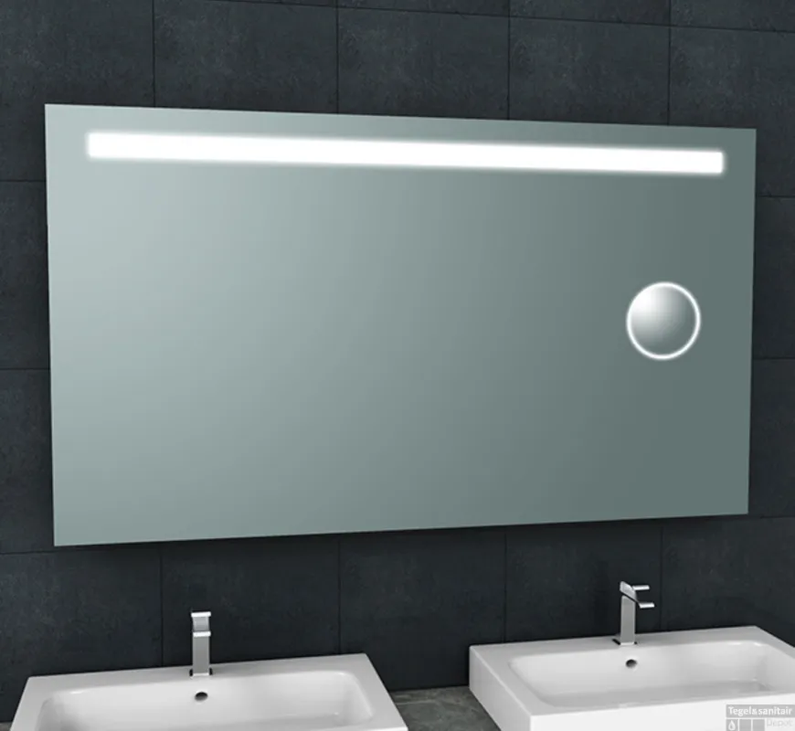Superprijs Spiegel Wiesbaden Tigris met LED Verlichting En Scheerspiegel 140x80cm
