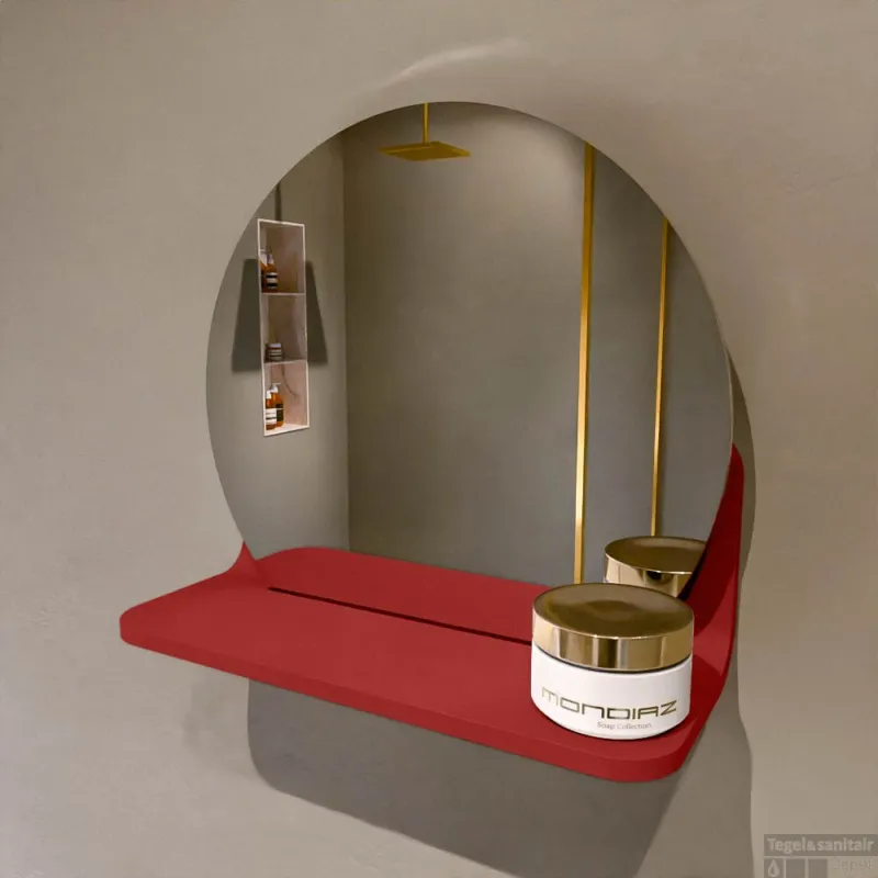 Bestel Nu MONDIAZ SPOT spiegel rond 30cm met Spiegelplanchet kleur Fire.