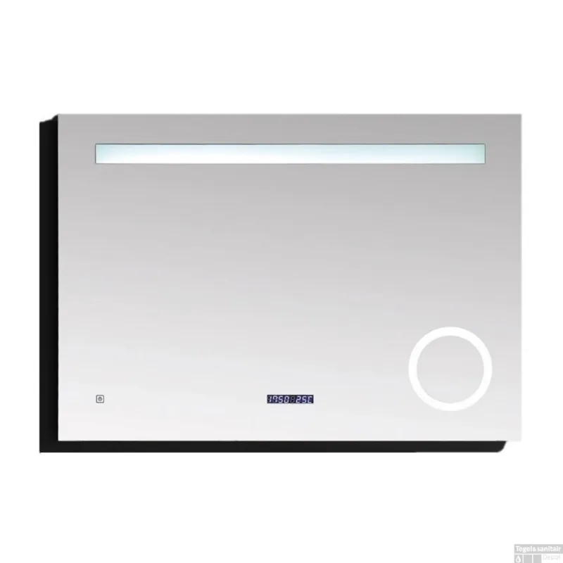 Dagaanbieding Badkamerspiegel Best Design Linet LED Verlichting 100x70 cm met Klok en Vergroting
