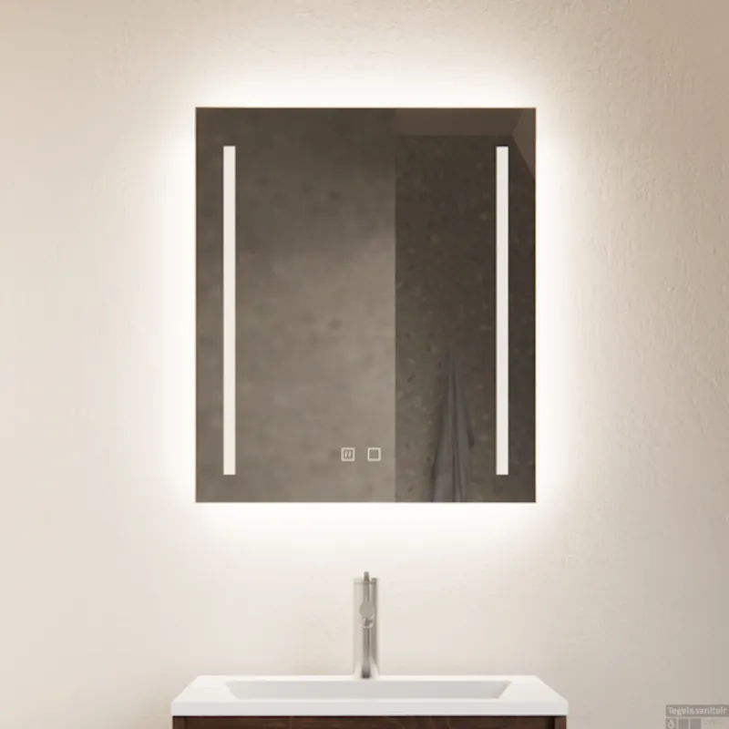 Spiegel Gliss Design Verticaal Led Standaard Dubbele LED Verlichting Met Spiegelverwarming 80cm Fabrieksprijs