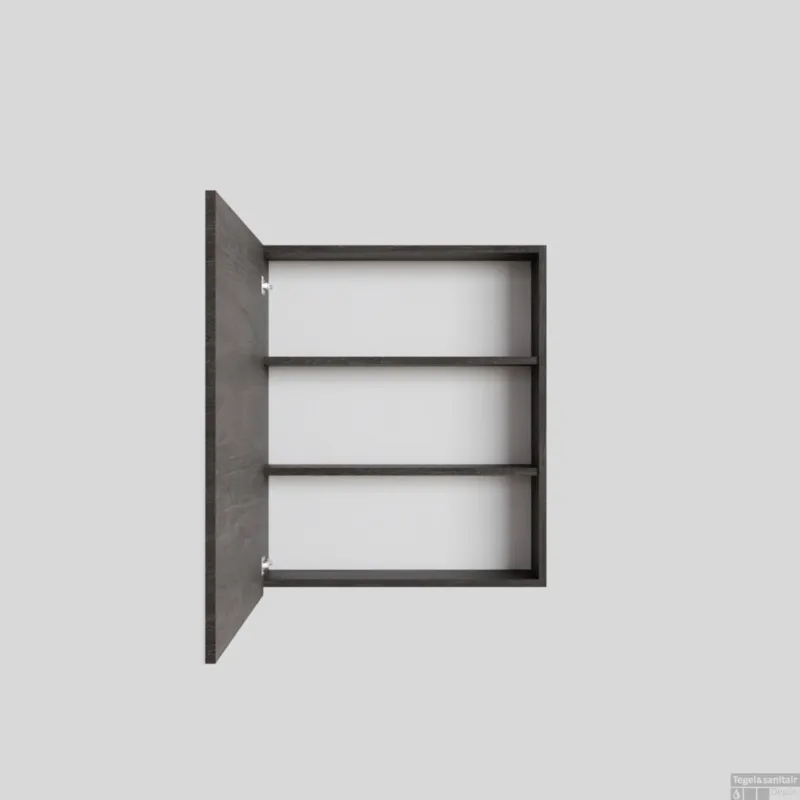 Spiegelkast BWS Cube 60x70x16 cm 1 Deur Donkerbruin Speciale Aanbieding