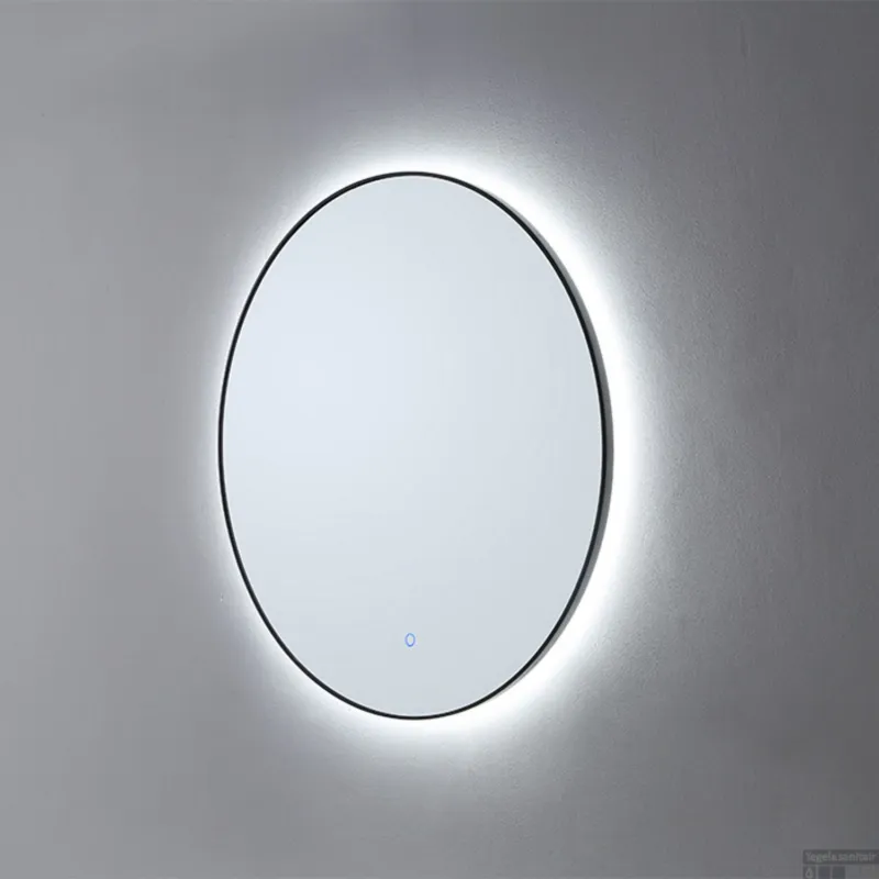 Badkamerspiegel Sanilux Rond LED 3 Kleuren Instelbaar Dimbaar Incl. Spiegelverwarming 60x2.5 cm Mat Zwart Populair
