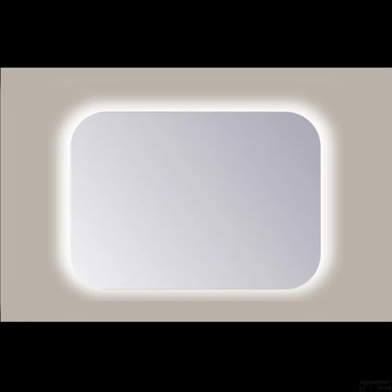 Laatste Kans Spiegel Vierkant Sanicare Q-Mirrors Afgeronde Hoeken 60x60 cm PP Geslepen LED Warm White Met Sensor