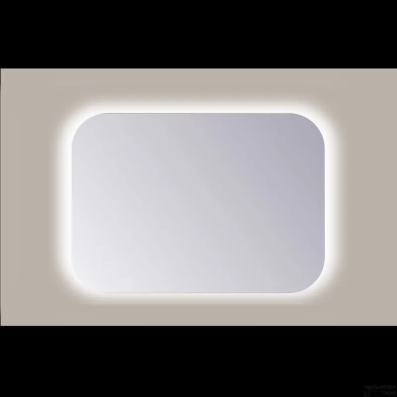 Superprijs Spiegel Rechthoek Sanicare Q-Mirrors Afgeronde Hoeken 60x100 cm PP Geslepen LED Warm White Zonder Sensor