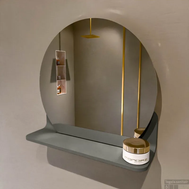 Gecertificeerd MONDIAZ SPOT spiegel rond 40cm met Spiegelplanchet kleur Smoke.