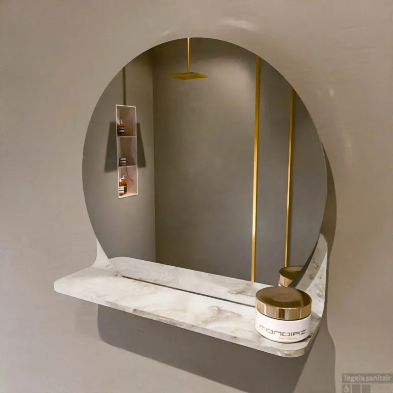 Uitverkoop MONDIAZ SPOT spiegel rond 40cm met Spiegelplanchet kleur Frappe.