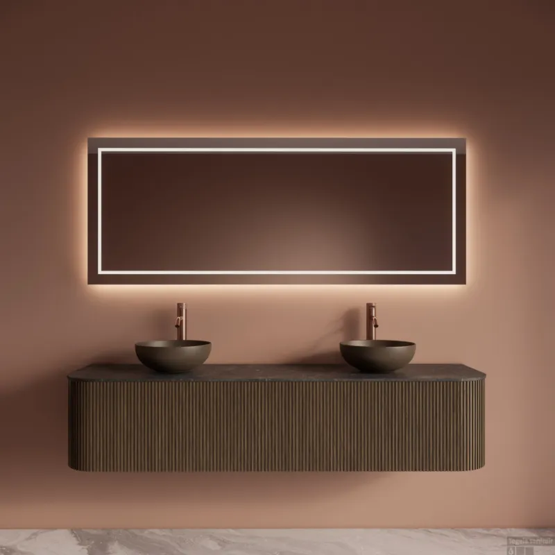 Hete Deal Spiegel Gliss Design Lenus met LED Verlichting en Verwarming 120x70 cm