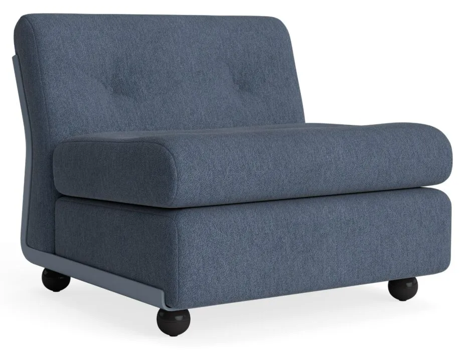 Direct Beschikbaar HAY Amanta fauteuil - Frost Blue onderstel-Turf - Blue Grey