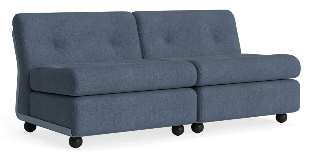 HAY Amanta 2-zits bank - Frost Blue onderstel-Turf - Blue Grey Koopje