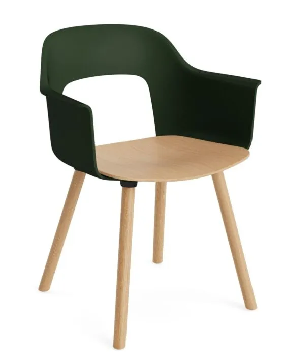Meest Verkocht HAY Layout 222 armstoel-Bottle Green-Oak