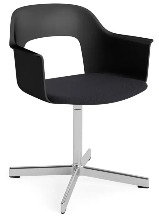 Shop Nu HAY Layout 233 armstoel - aluminium onderstel-Black / Steelcut Trio 195