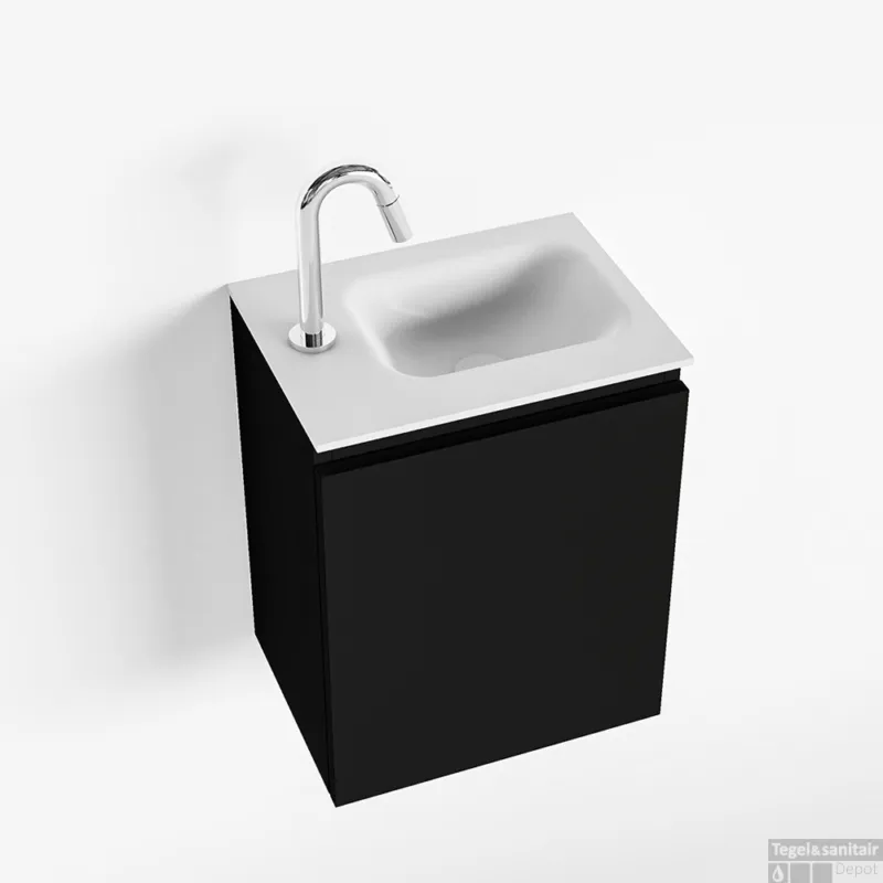 Superprijs MONDIAZ OLAN 40cm toiletmeubel urban. LEX wastafel talc rechts 1 kraangat
