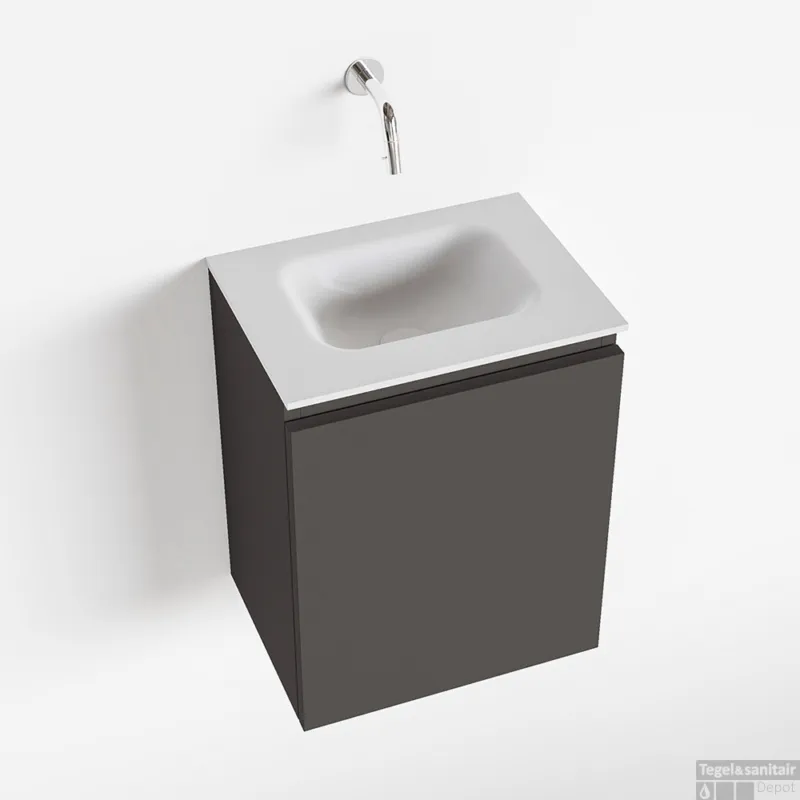 Bestel Nu MONDIAZ OLAN 40cm toiletmeubel dark grey. LEX wastafel talc midden geen kraangat