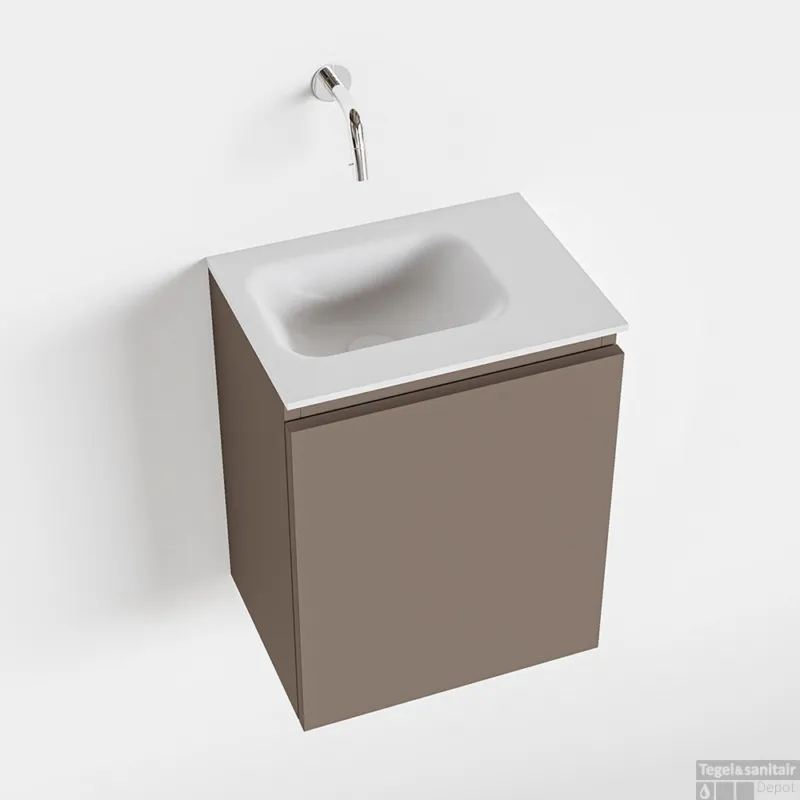 Must-Have MONDIAZ OLAN 40cm toiletmeubel smoke. LEX wastafel talc links geen kraangat