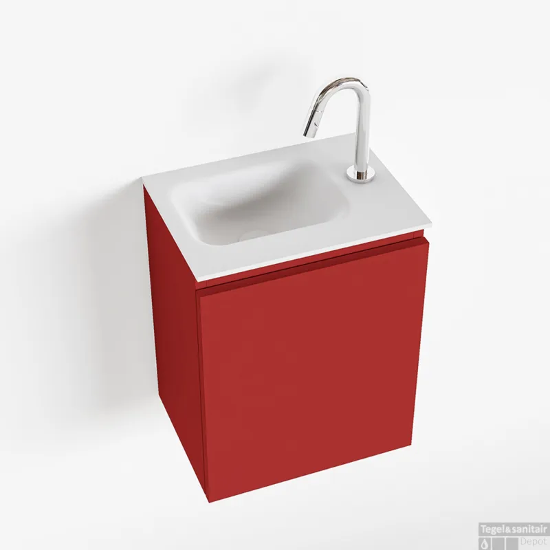 Gratis Retour MONDIAZ OLAN 40cm toiletmeubel fire. LEX wastafel talc links 1 kraangat