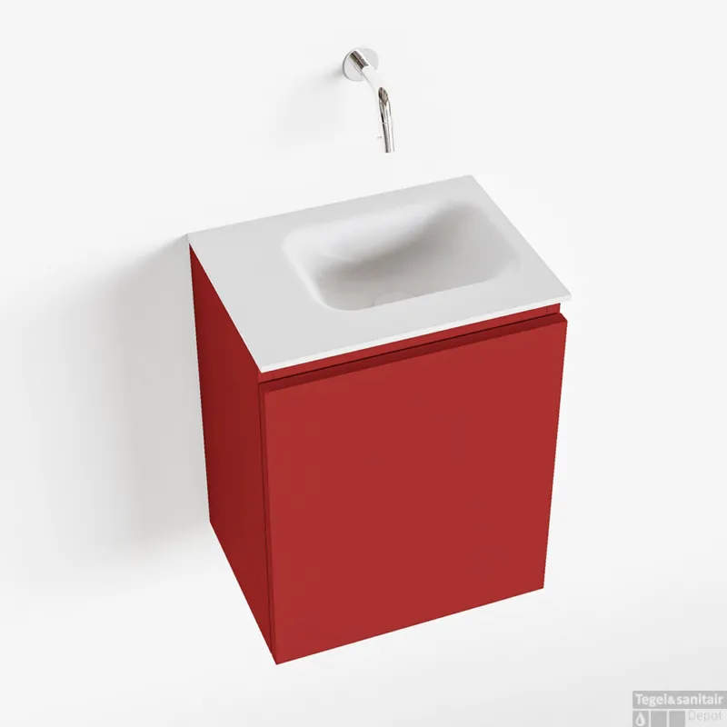 Hoge Kwaliteit MONDIAZ OLAN 40cm toiletmeubel fire. LEX wastafel talc rechts geen kraangat