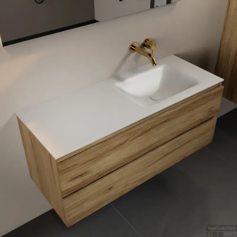 MONDIAZ AIVY 120cm badmeubel Chai, wastafel Talc solid surface rechts zonder kraangat (AI-351641TALC-NO - AI-M120CHRE) Bestel Nu