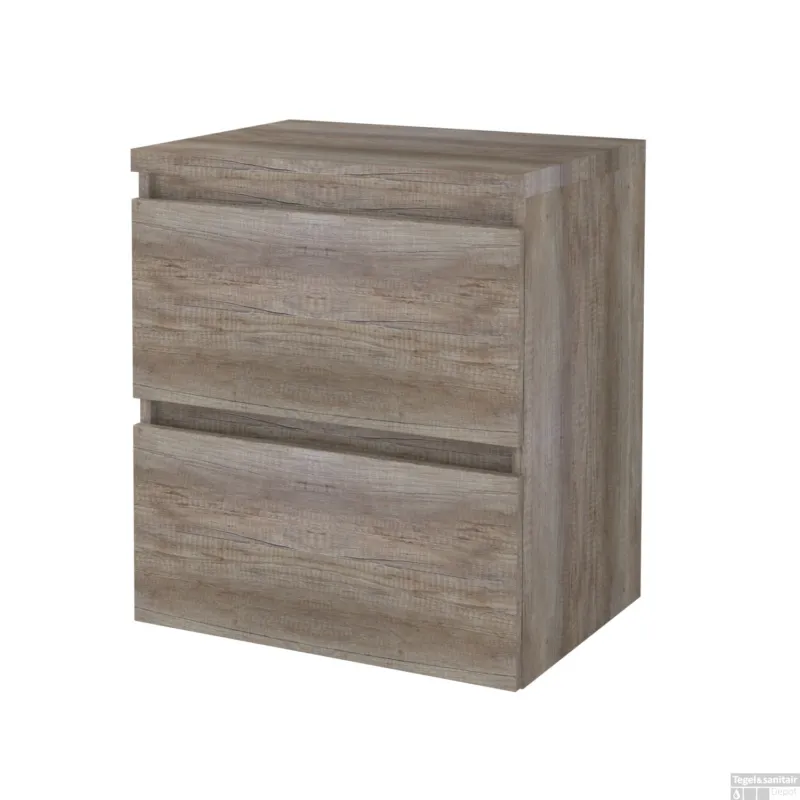 Must-Have Badmeubelset BWS Salt 60x46cm Greeploos 2 Lades Met Afdekplaat Scotch Oak