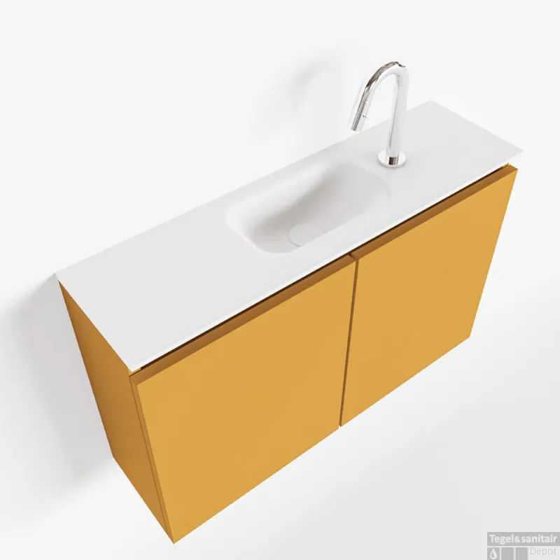 Exclusieve Aanbieding MONDIAZ TURE 80cm toiletmeubel ocher. EDEN wastafel talc midden 1 kraangat
