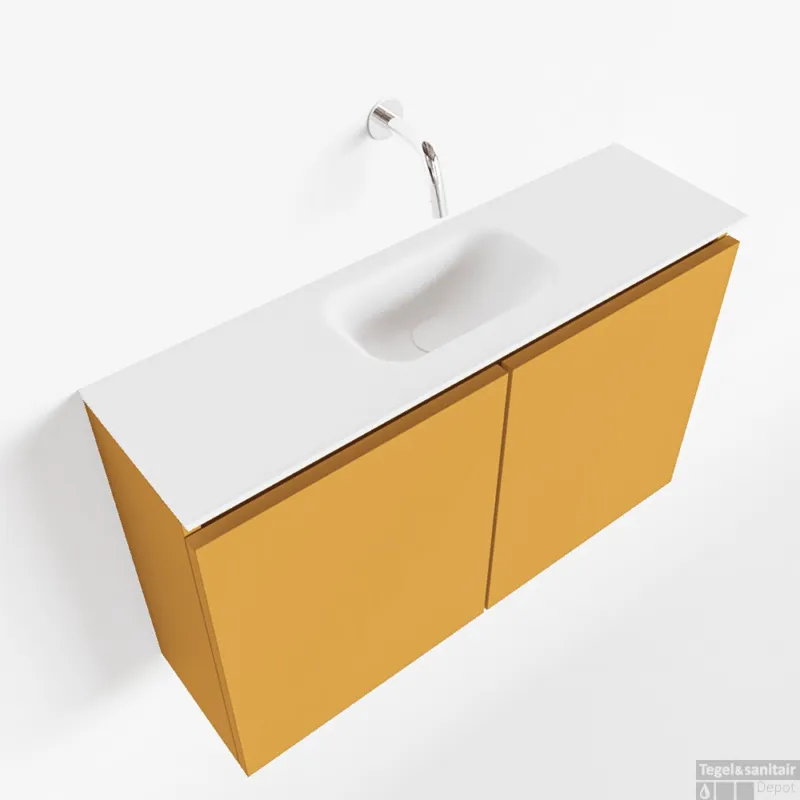 Beperkt Aanbod MONDIAZ TURE 80cm toiletmeubel ocher. EDEN wastafel talc midden geen kraangat