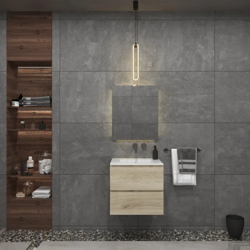 Must-Have Badkamermeubelset Gliss Zeus 60 cm Licht Grijs Eiken
