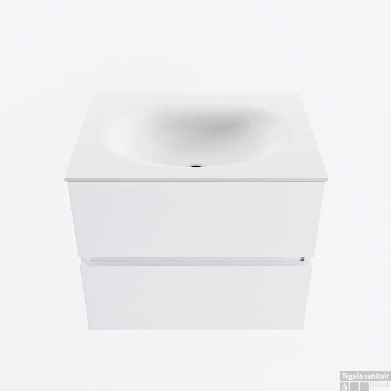 Veilige Betaling MONDIAZ VICA 60cm badmeubel onderkast Talc 2 lades. Wastafel MOON midden zonder kraangat, kleur Talc.