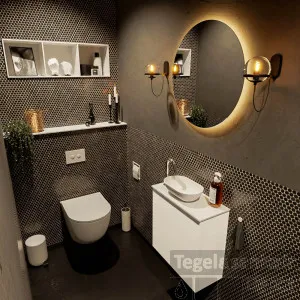 Dagaanbieding MONDIAZ FOWY toiletmeubel 50cm kleur talc. Waskom positie links kleur talc talc. Met 1 kraangat