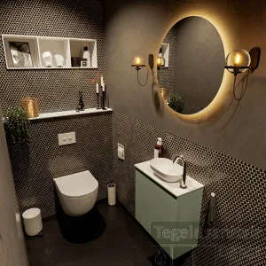 Tijdelijk Beschikbaar MONDIAZ FOWY toiletmeubel 50cm kleur army. Waskom positie rechts kleur talc talc. Met 1 kraangat