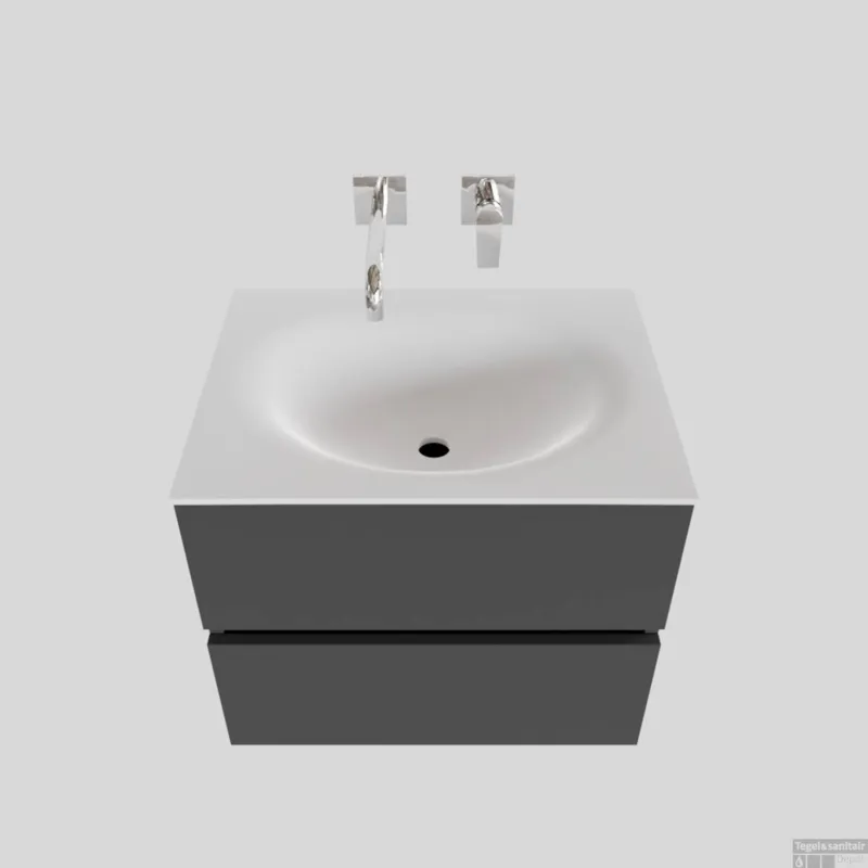 Nieuw Badkamermeubel Solid Surface BWS Stockholm 60x46 cm Mat Antraciet (zonder kraangat)