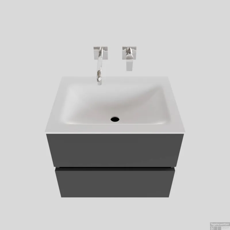 Goedkoop Badkamermeubel Solid Surface BWS Oslo 60x46 cm Mat Antraciet (zonder kraangaten)